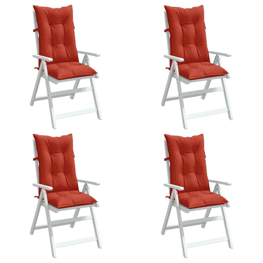 Hochlehner-Auflagen 4 Stk. Melange Rot 120x50x7 cm Stoff