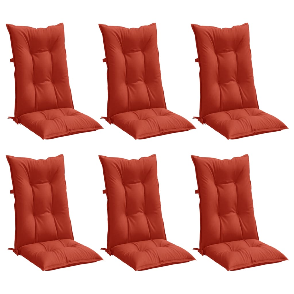 Coussins pour chaises longues 6 pièces Mélange rouge 120x50x7 cm Tissu