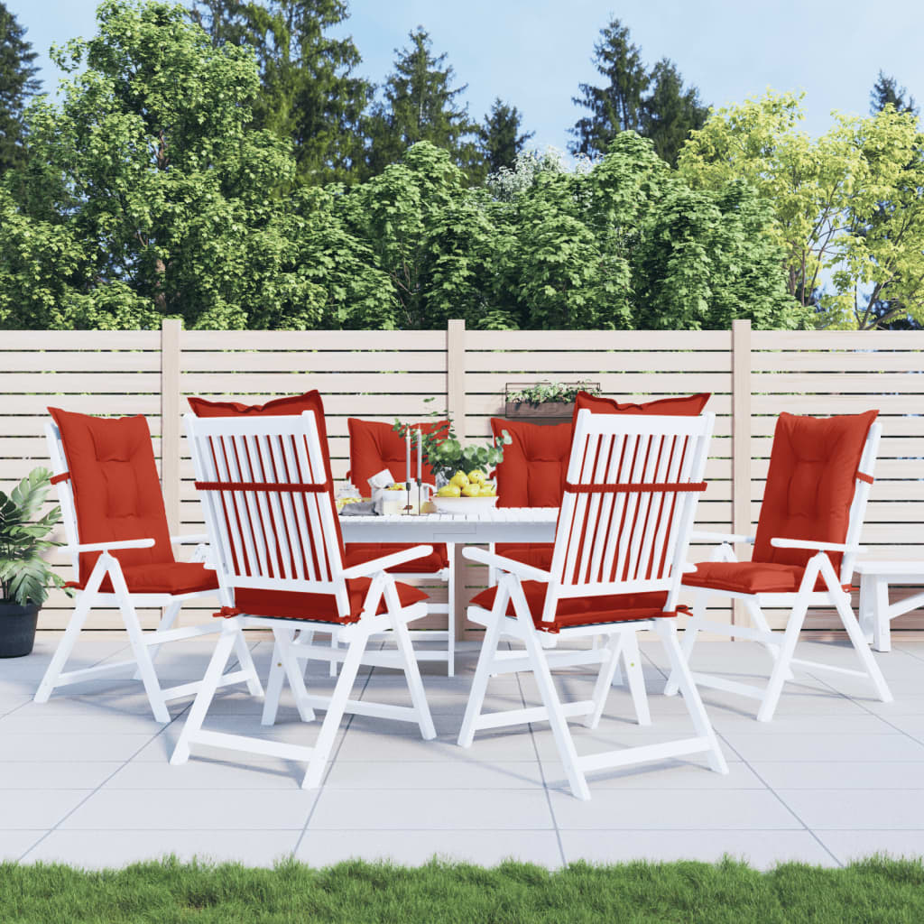 Coussins pour chaises longues 6 pièces Mélange rouge 120x50x7 cm Tissu