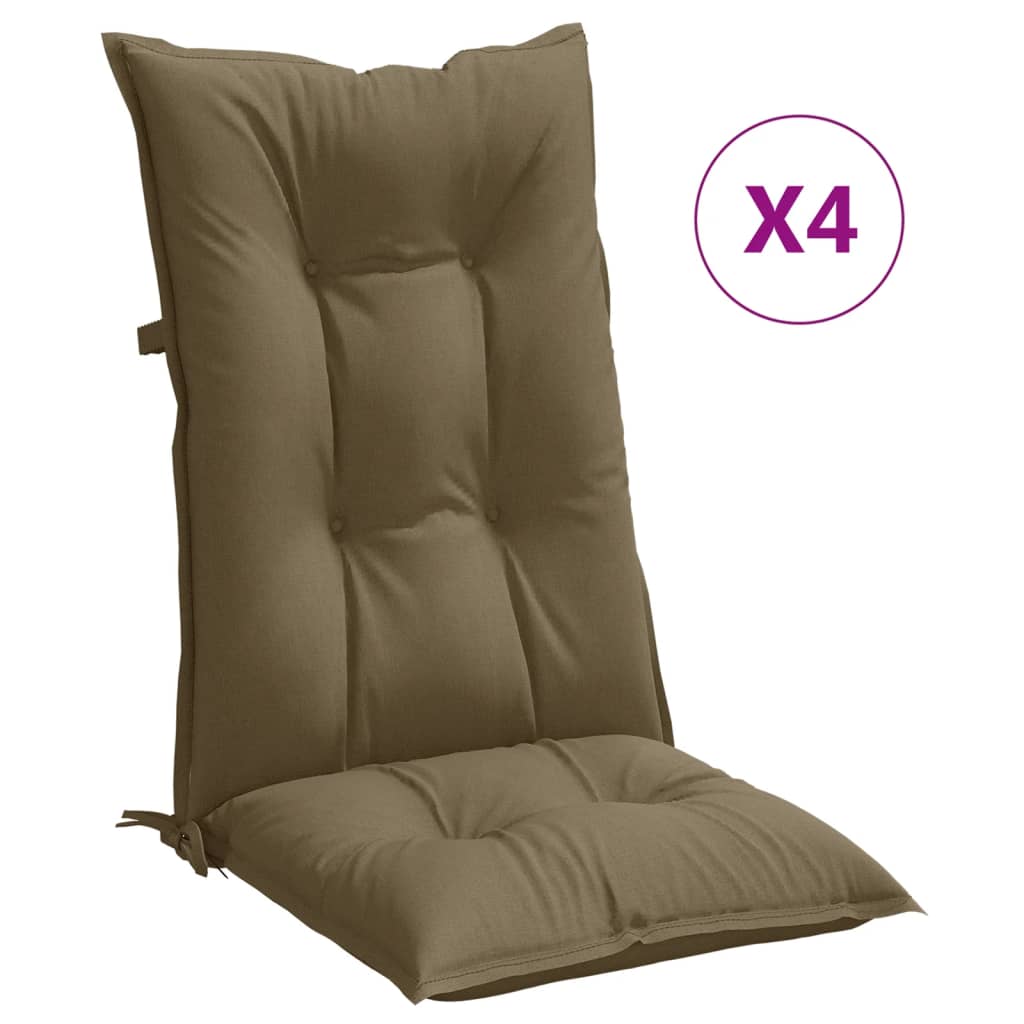 Coussins pour chaises hautes 4 pces Mélange Taupe 120x50x7 cm Tissu