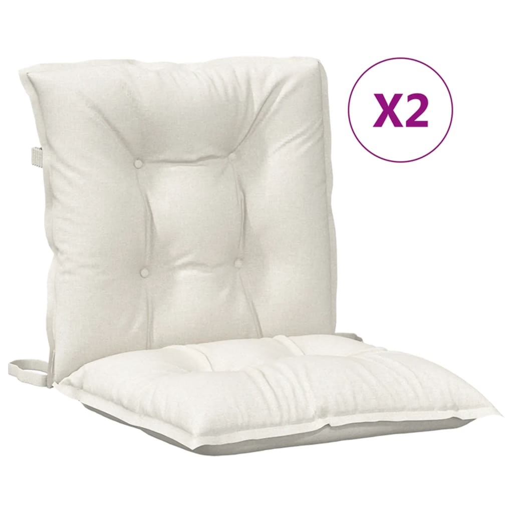 Low-back cushion pads 2 pcs. Melange Cream 100x50x7 cm Fabric