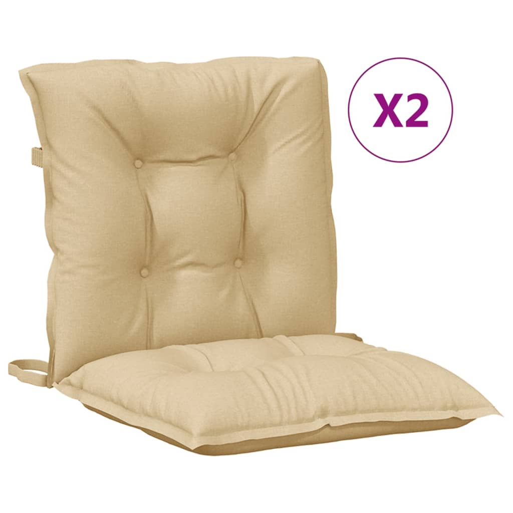 Low-back cushion pads 2 pcs. Mélange Beige 100x50x7 cm Fabric