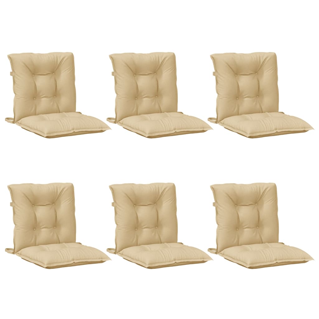 Low-back Cushions 6 pcs. Melange Beige 100x50x7 cm Fabric