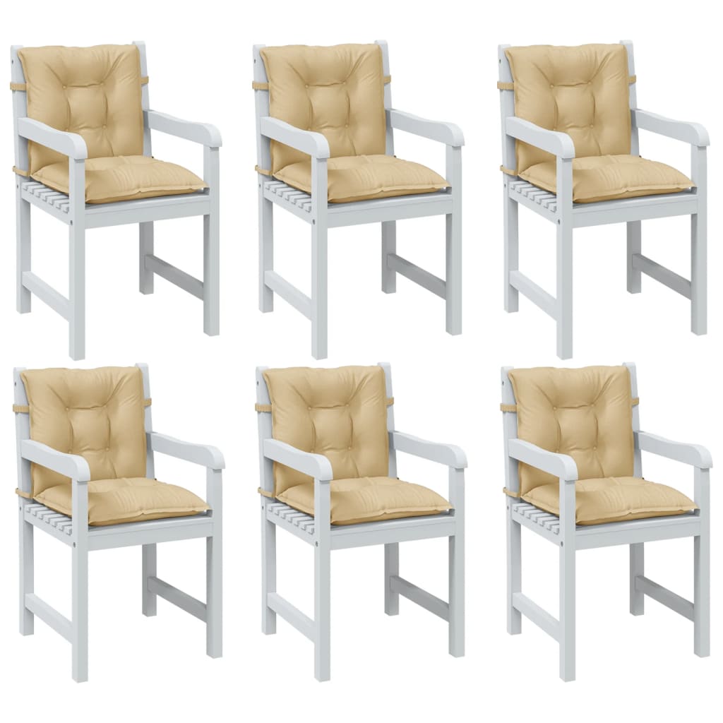 Low-back Cushions 6 pcs. Melange Beige 100x50x7 cm Fabric