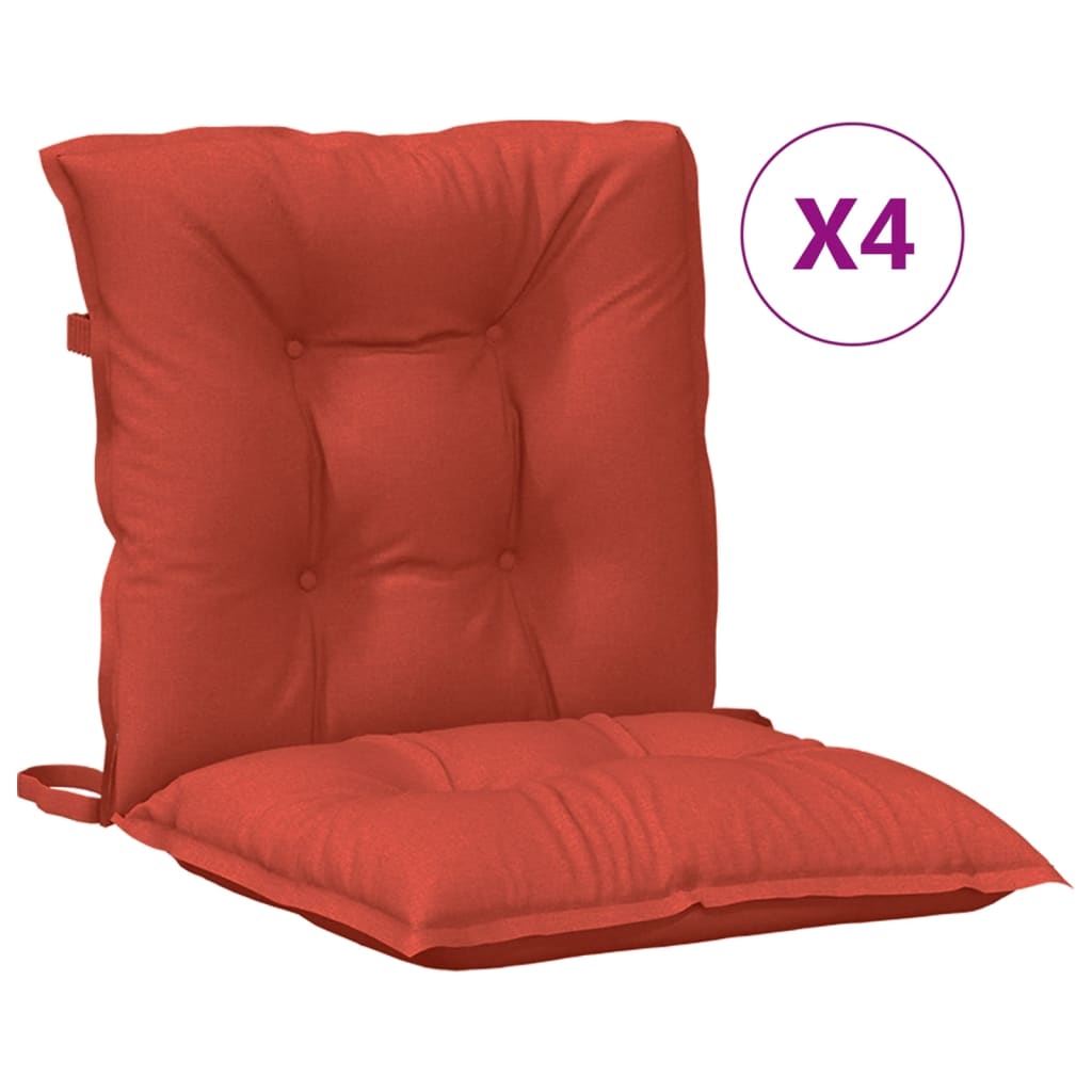 Low-back cushions 4 pcs. Melange Red 100x50x7 cm Fabric