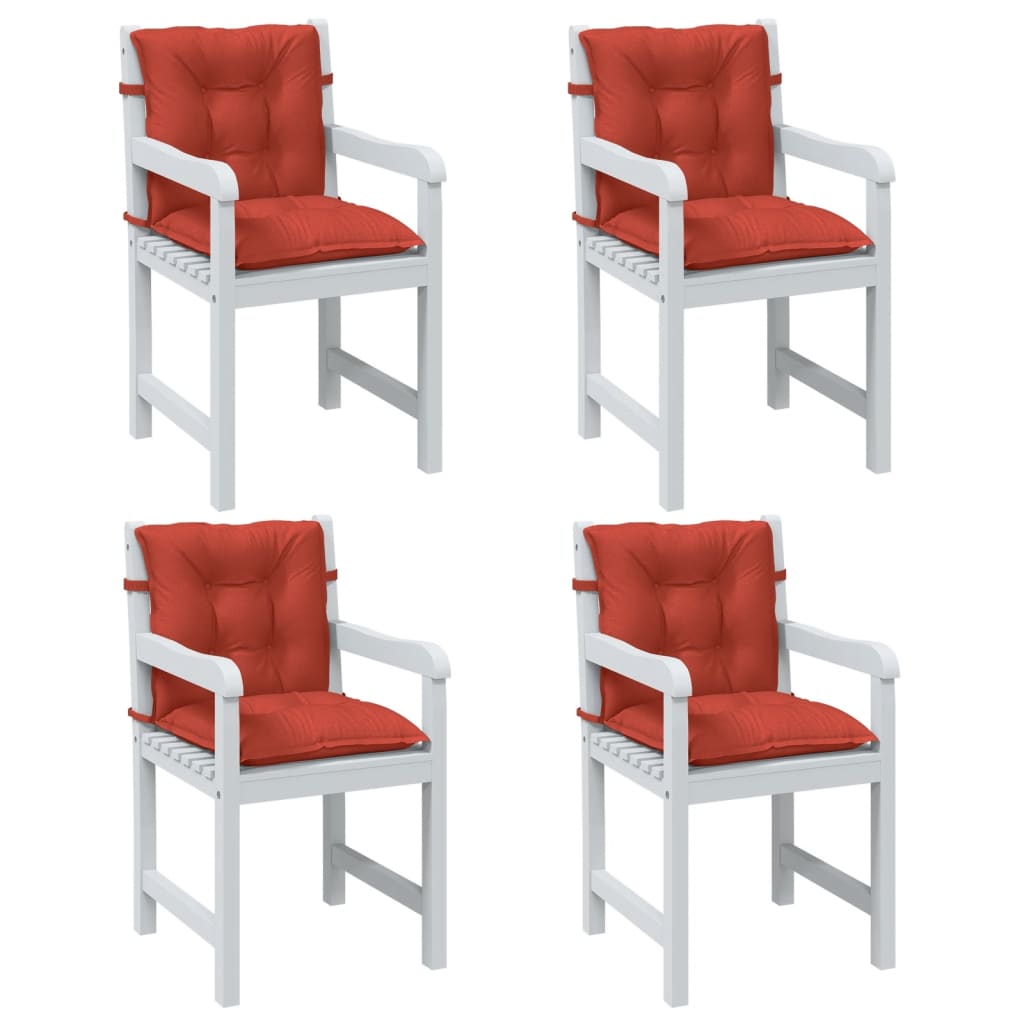 Low-back cushions 4 pcs. Melange Red 100x50x7 cm Fabric