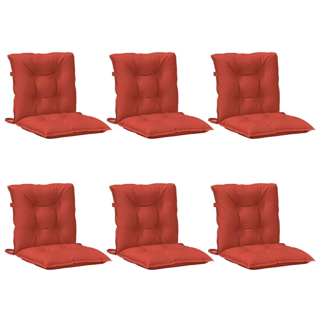 Low-back cushion pads 6 pcs. Melange Red 100x50x7 cm Fabric