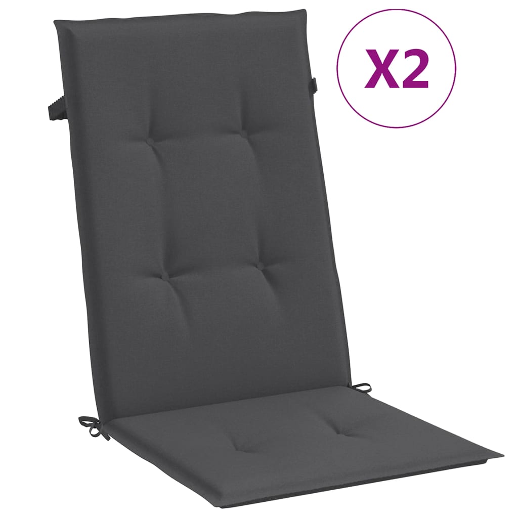 High-Back Cushion Pads 2 pc. Melange Anthracite 120x50x4 cm Fabric