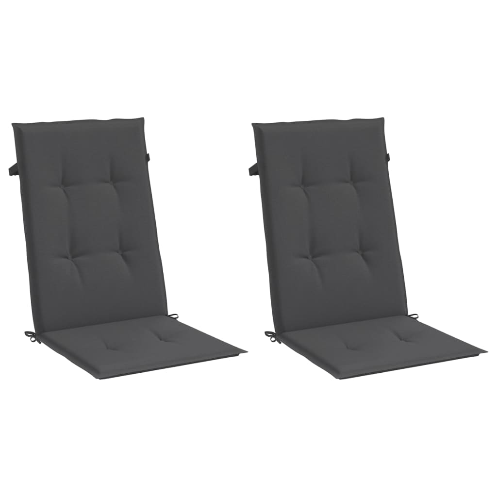 High-Back Cushion Pads 2 pc. Melange Anthracite 120x50x4 cm Fabric