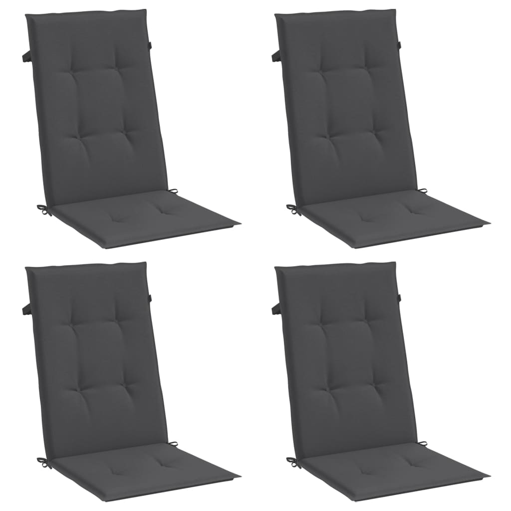 Coussins de dossier haut 4 p. Mélange anthracite 120x50x4 cm Tissu