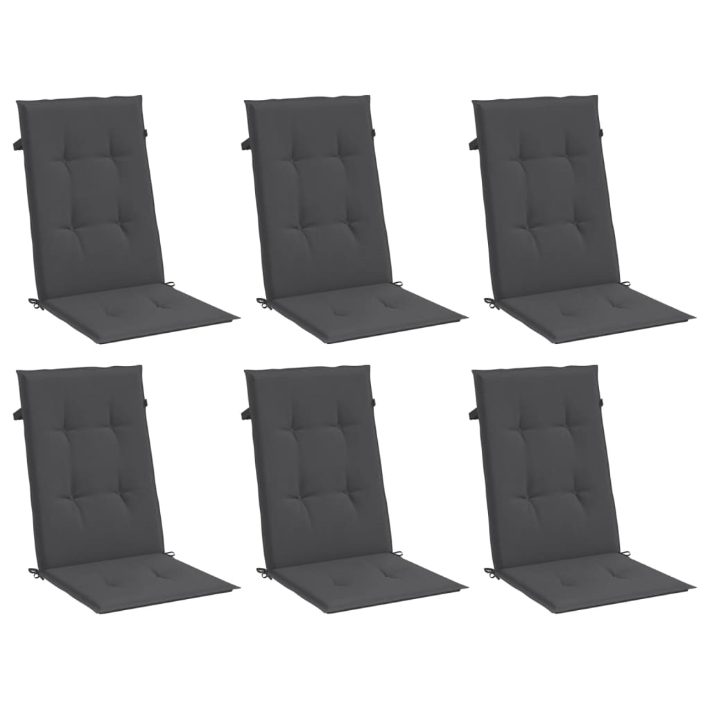 High-back cushion pads 6 pcs. Melange Anthracite 120x50x4 cm Fabric