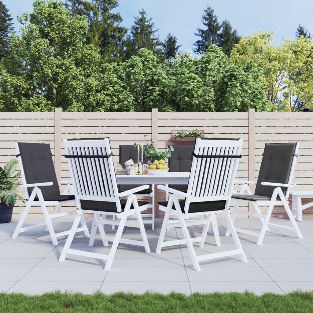 High-back cushion pads 6 pcs. Melange Anthracite 120x50x4 cm Fabric