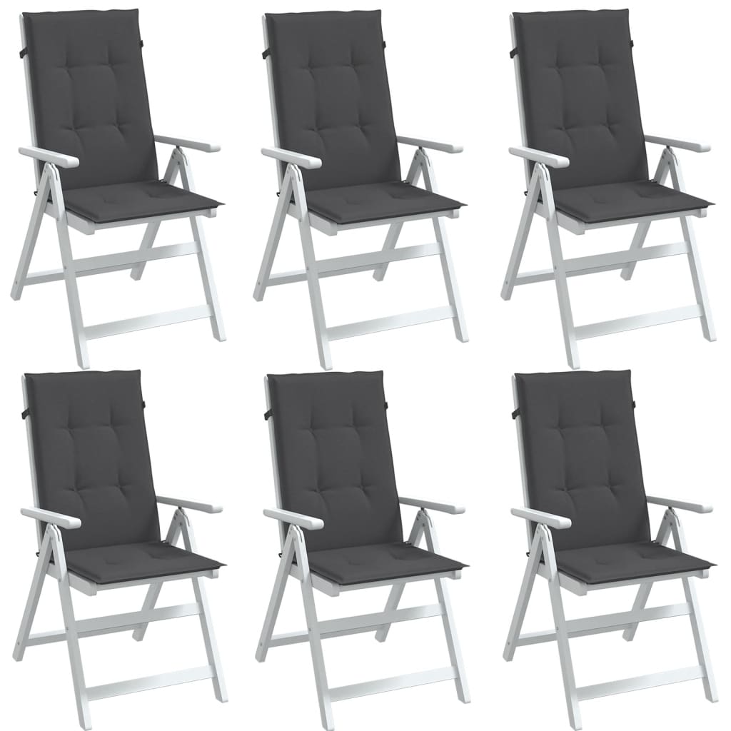 High-back cushion pads 6 pcs. Melange Anthracite 120x50x4 cm Fabric