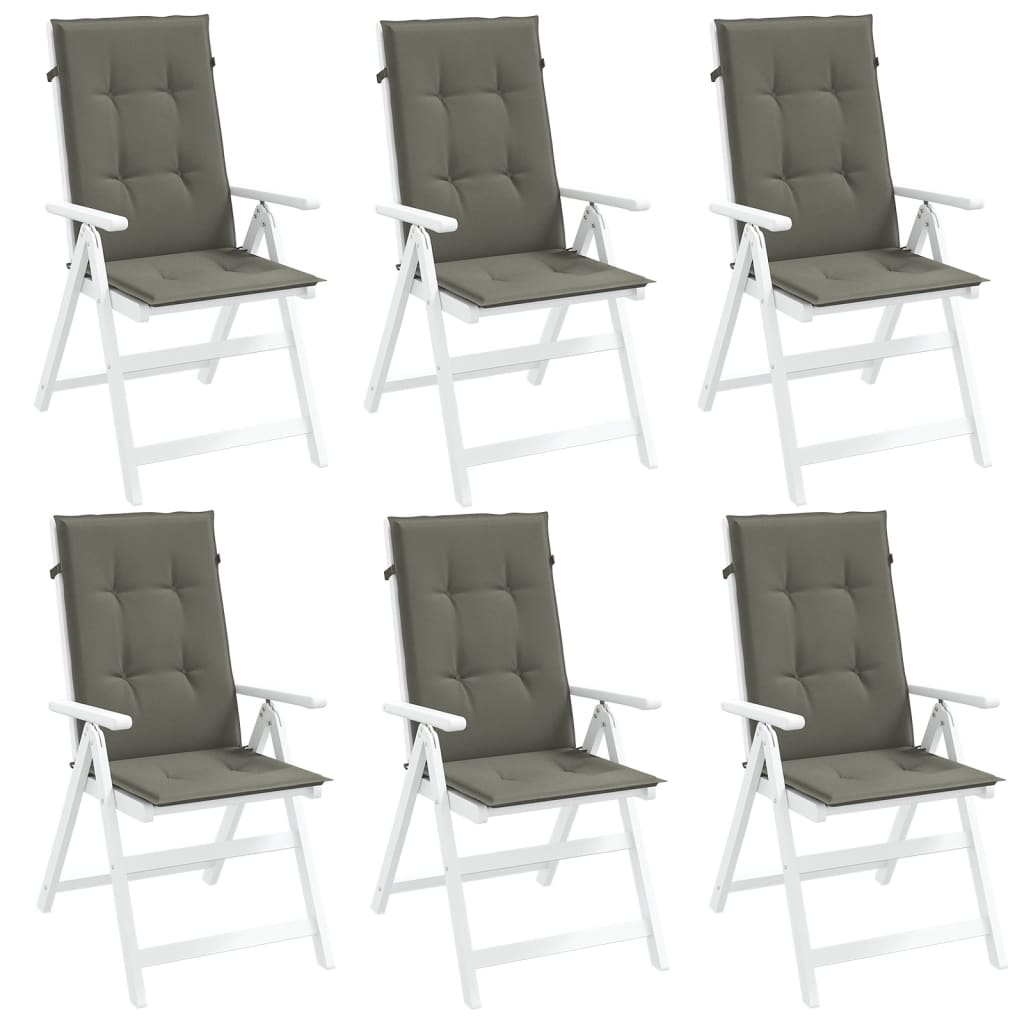 High-back cushion pads, 6 pcs, melange dark grey, 120x50x4 cm, fabric