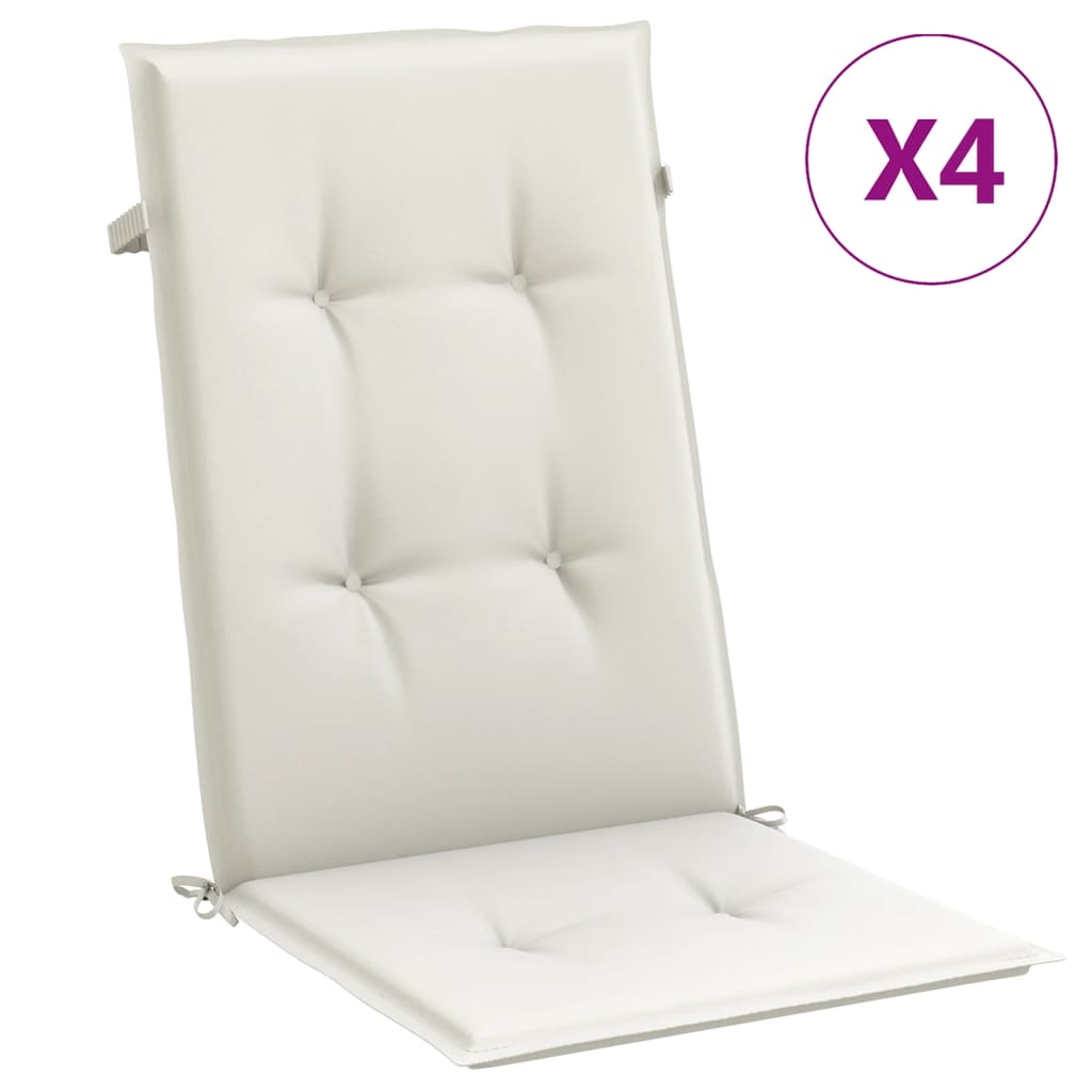 High-back Cushions 4 pcs. Mélange Cream 120x50x4 cm Fabric