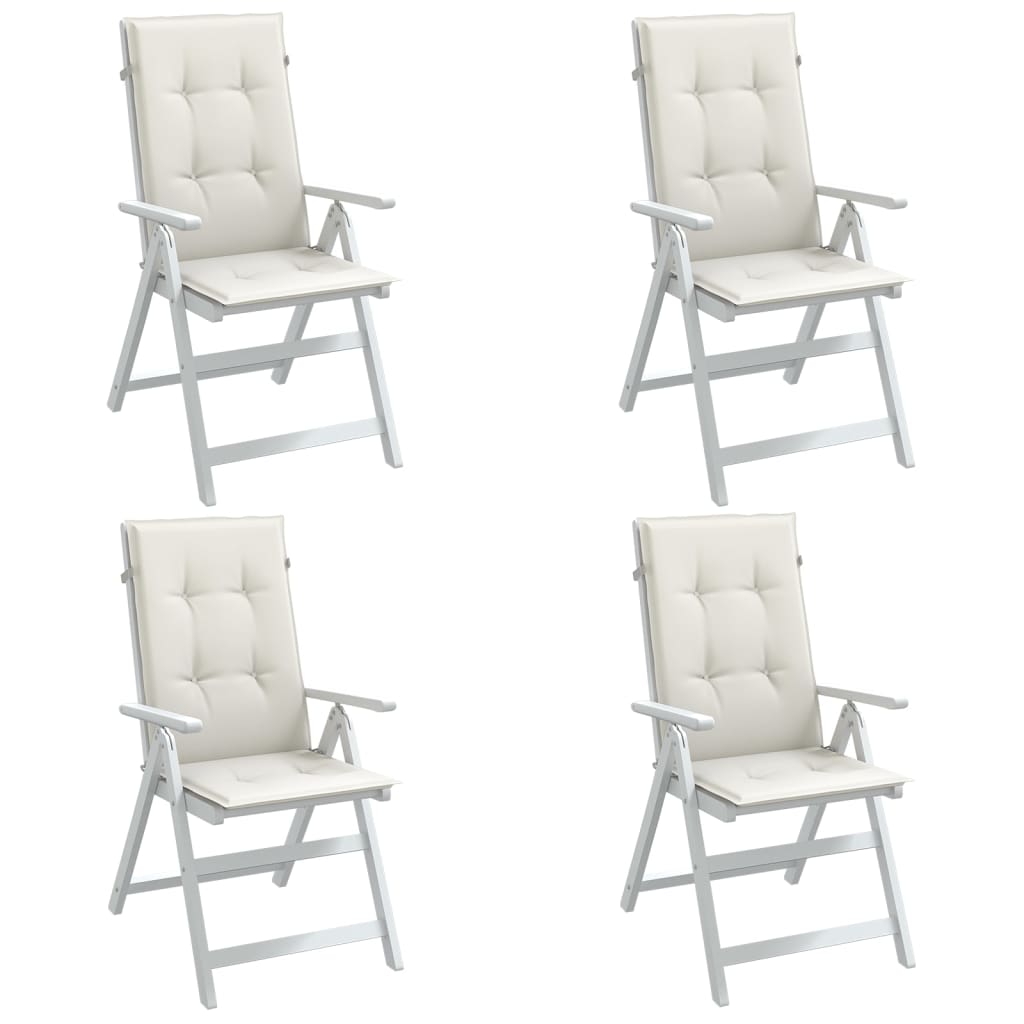 High-back Cushions 4 pcs. Mélange Cream 120x50x4 cm Fabric