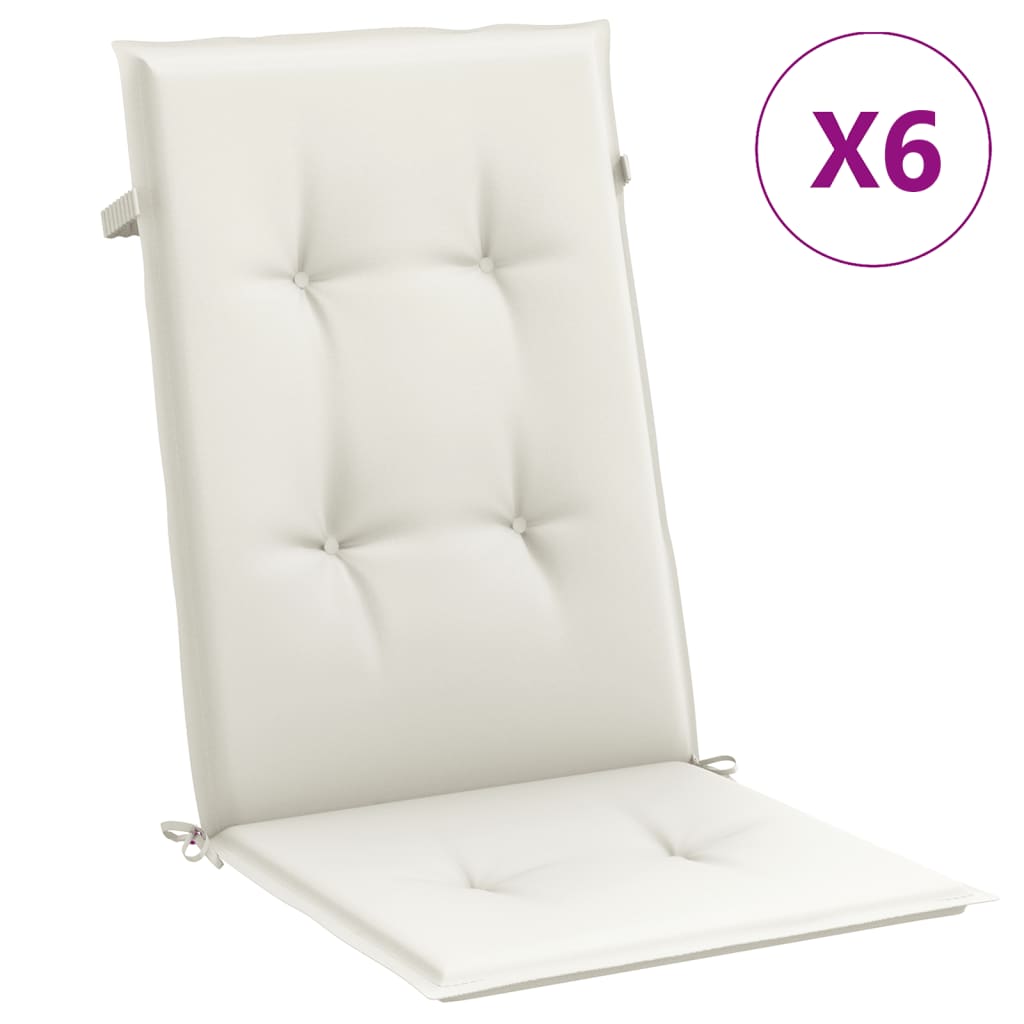 Coussins de dossier haut 6 pces Mélange crème 120x50x4 cm Tissu