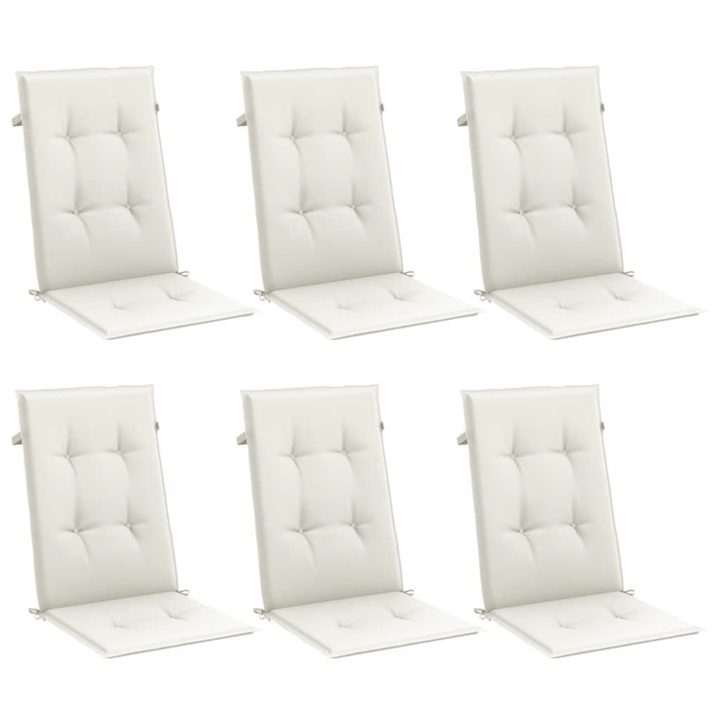Coussins de dossier haut 6 pces Mélange crème 120x50x4 cm Tissu