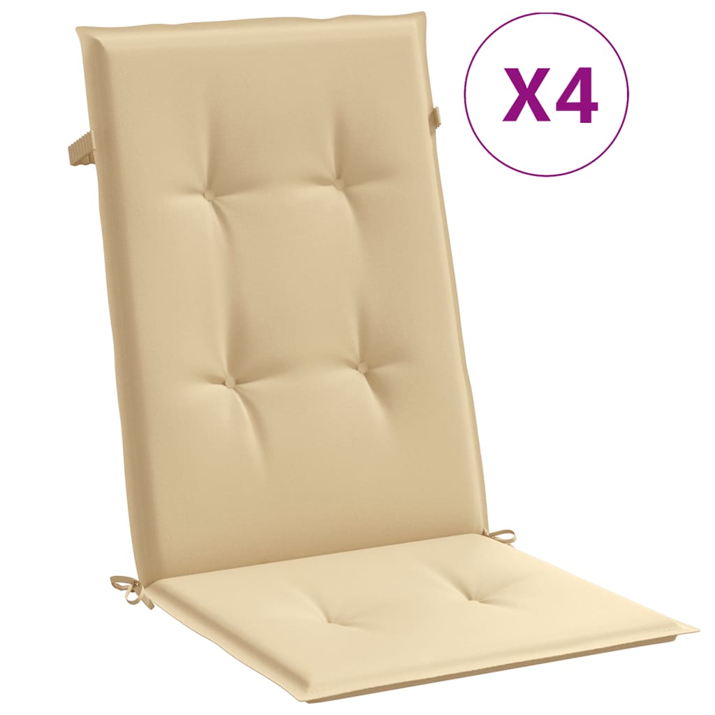 High-back cushion pads 4 pcs. Melange Beige 120x50x4 cm Fabric