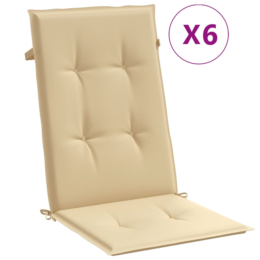 Coussins de dossier haut 6 pces Mélange beige 120x50x4 cm Tissu