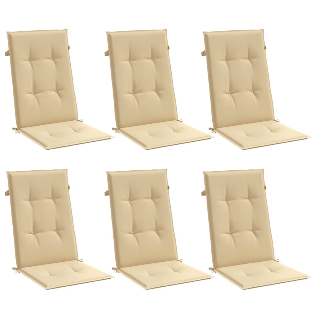 Coussins de dossier haut 6 pces Mélange beige 120x50x4 cm Tissu