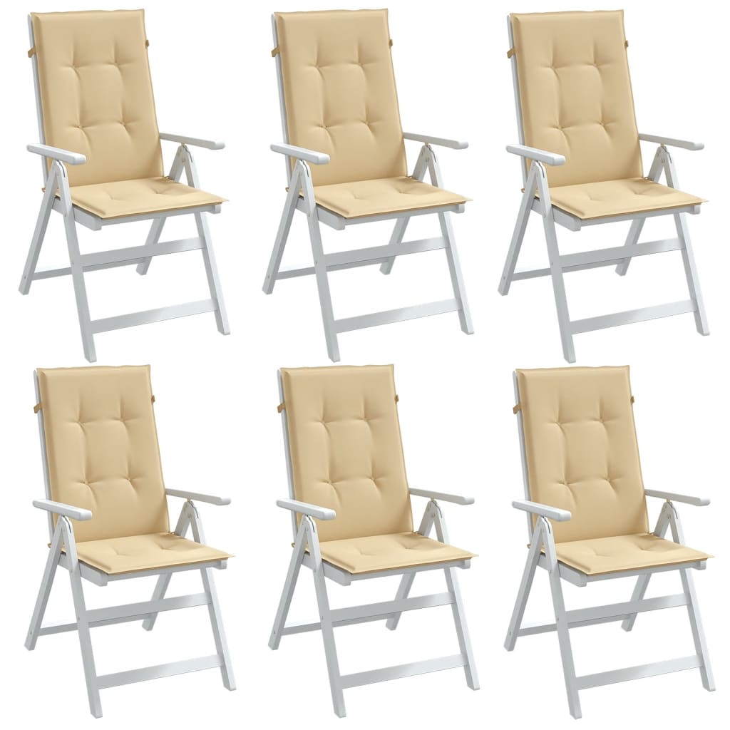 Coussins de dossier haut 6 pces Mélange beige 120x50x4 cm Tissu