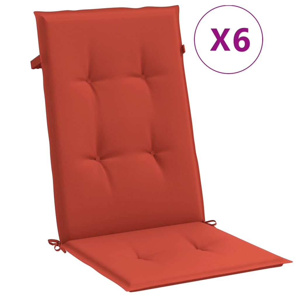 High-back chair cushions 6 pcs. Mélange Red 120x50x4 cm fabric