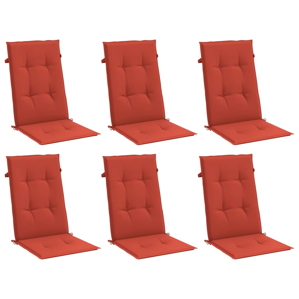 High-back chair cushions 6 pcs. Mélange Red 120x50x4 cm fabric