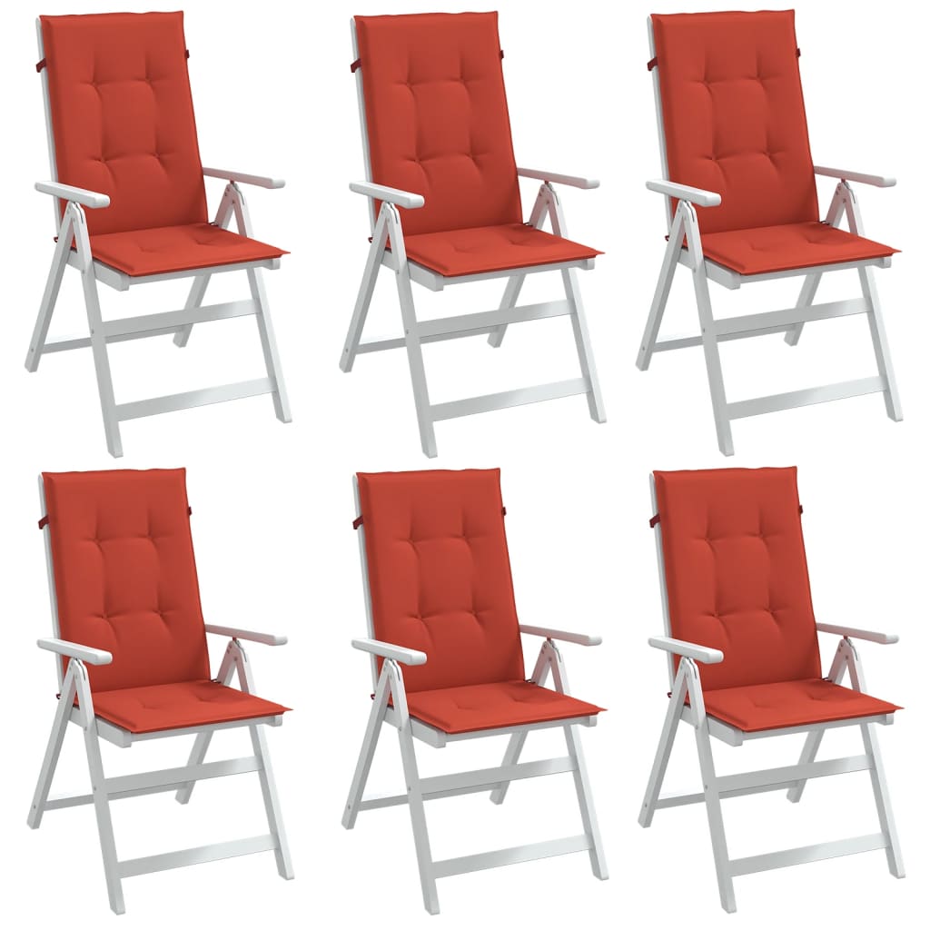 High-back chair cushions 6 pcs. Mélange Red 120x50x4 cm fabric