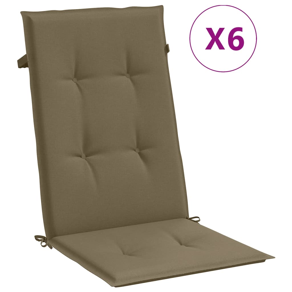 High-back Cushions 6 pcs. Mélange Taupe 120x50x4 cm Fabric