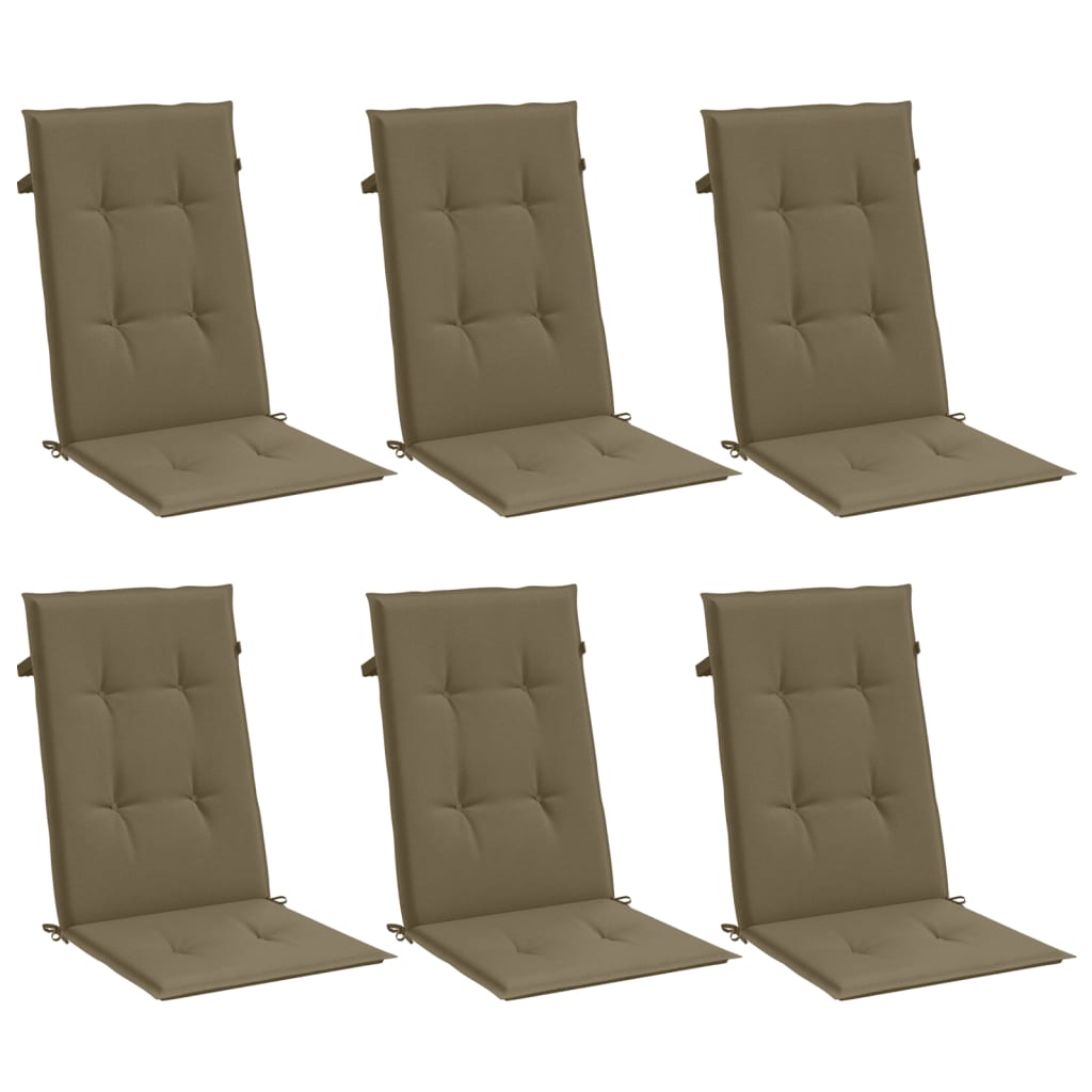 High-back Cushions 6 pcs. Mélange Taupe 120x50x4 cm Fabric