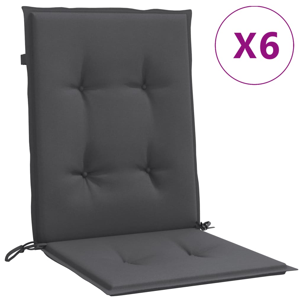 Coussins bas de dossier 6 pcs Mélange anthracite 100x50x4cm Tissu