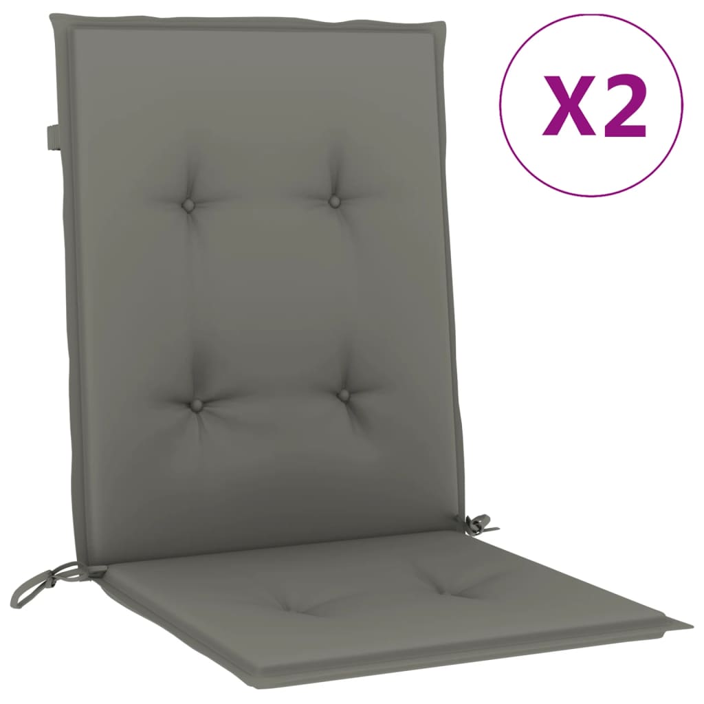Low-back cushion pads 2 pcs. Dark grey 100x50x4 cm fabric