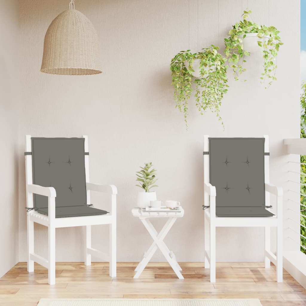 Low-back cushion pads 2 pcs. Dark grey 100x50x4 cm fabric