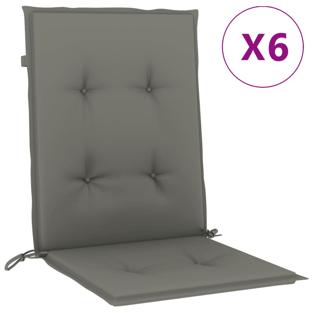 Coussins pour chaises basses 6 pcs Gris foncé 100x50x4 cm Tissu