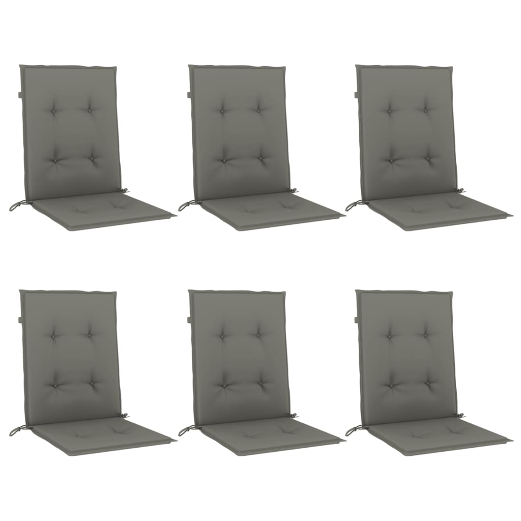 Coussins pour chaises basses 6 pcs Gris foncé 100x50x4 cm Tissu