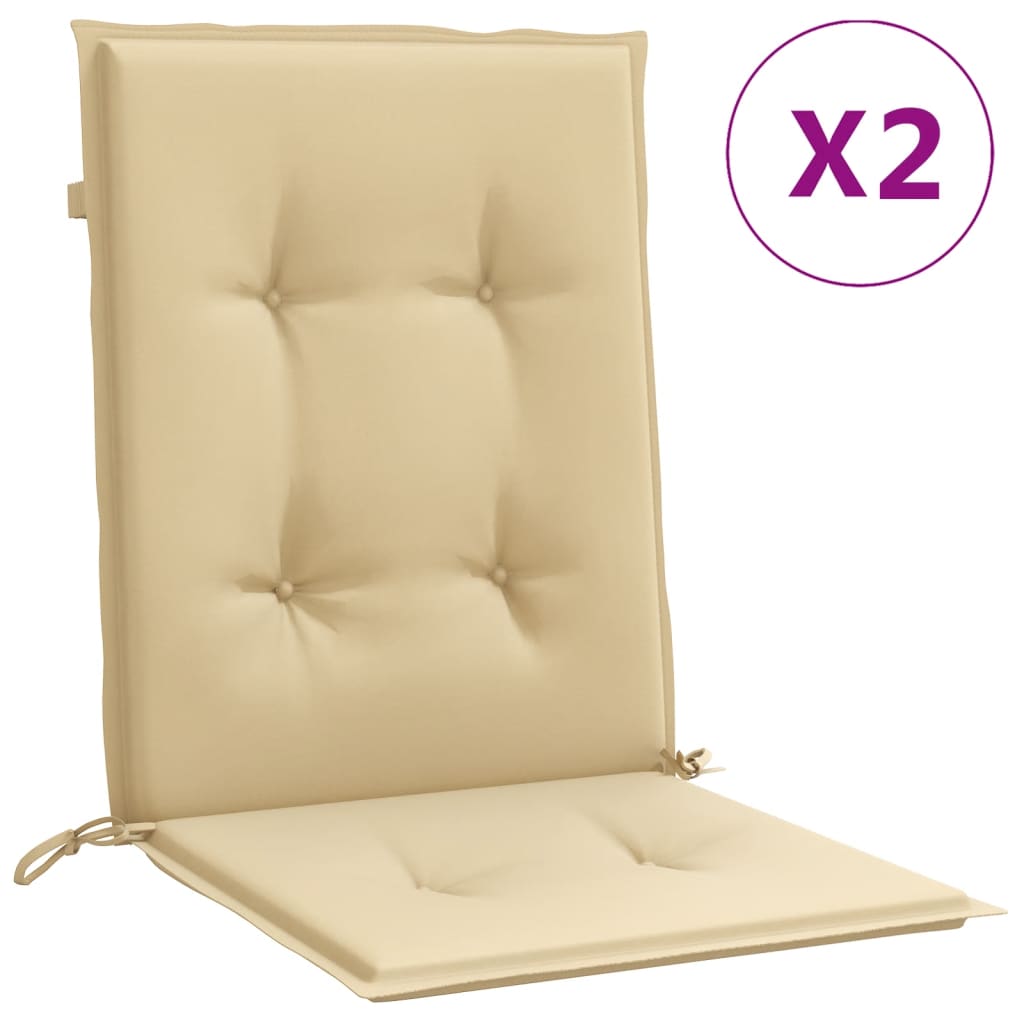 Low-back Cushion Pads 2 pc. Melange Beige 100x50x4 cm Fabric