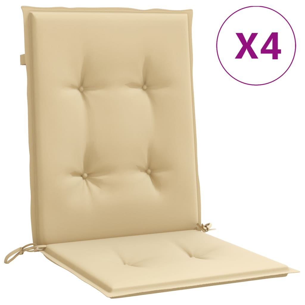 Low-back cushion pads 4 pcs. Melange Beige 100x50x4 cm Fabric