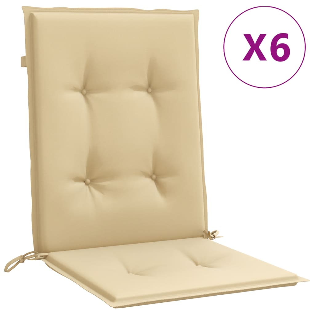 Low-back cushion pads 6 pcs. Mélange Beige 100x50x4 cm Fabric
