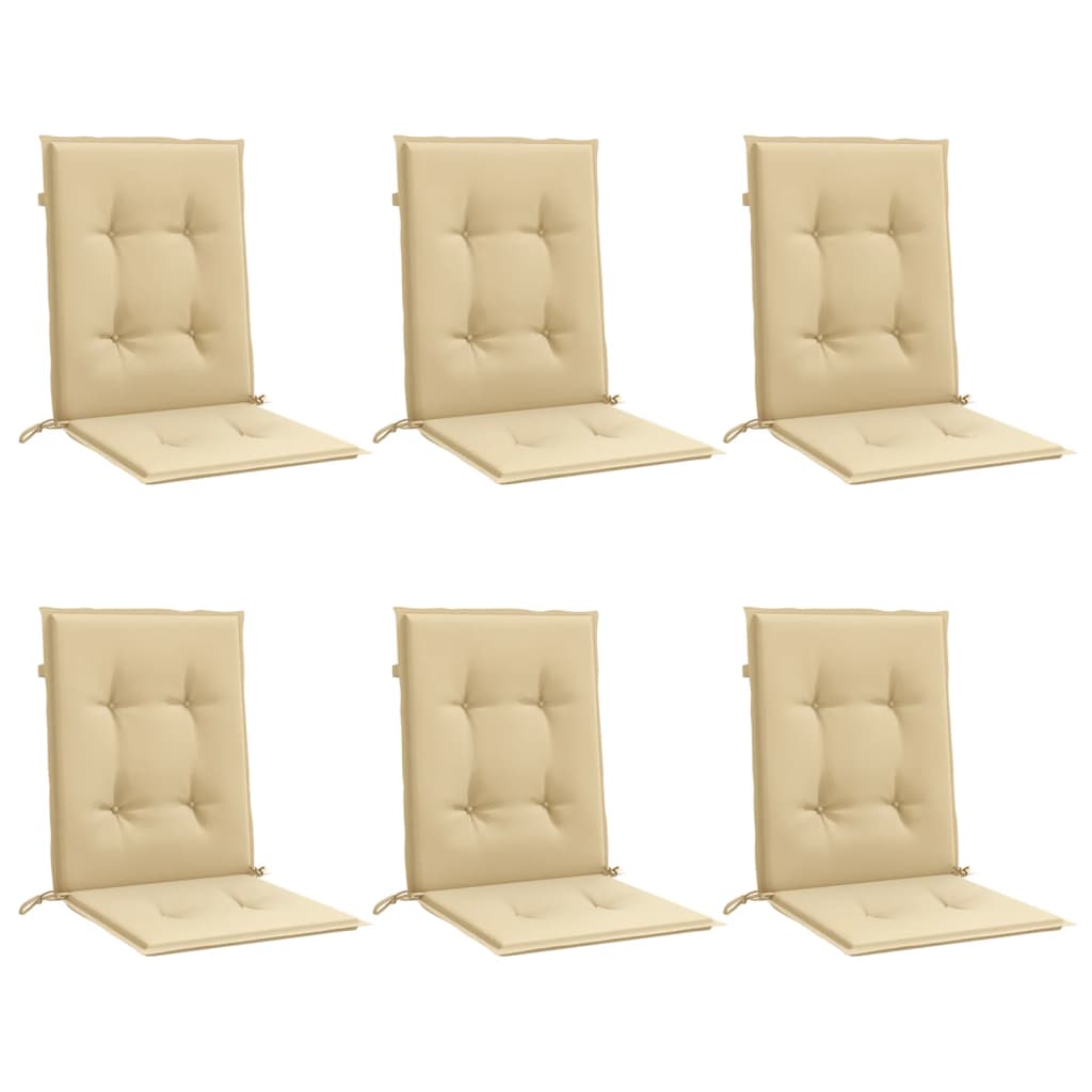 Low-back cushion pads 6 pcs. Mélange Beige 100x50x4 cm Fabric
