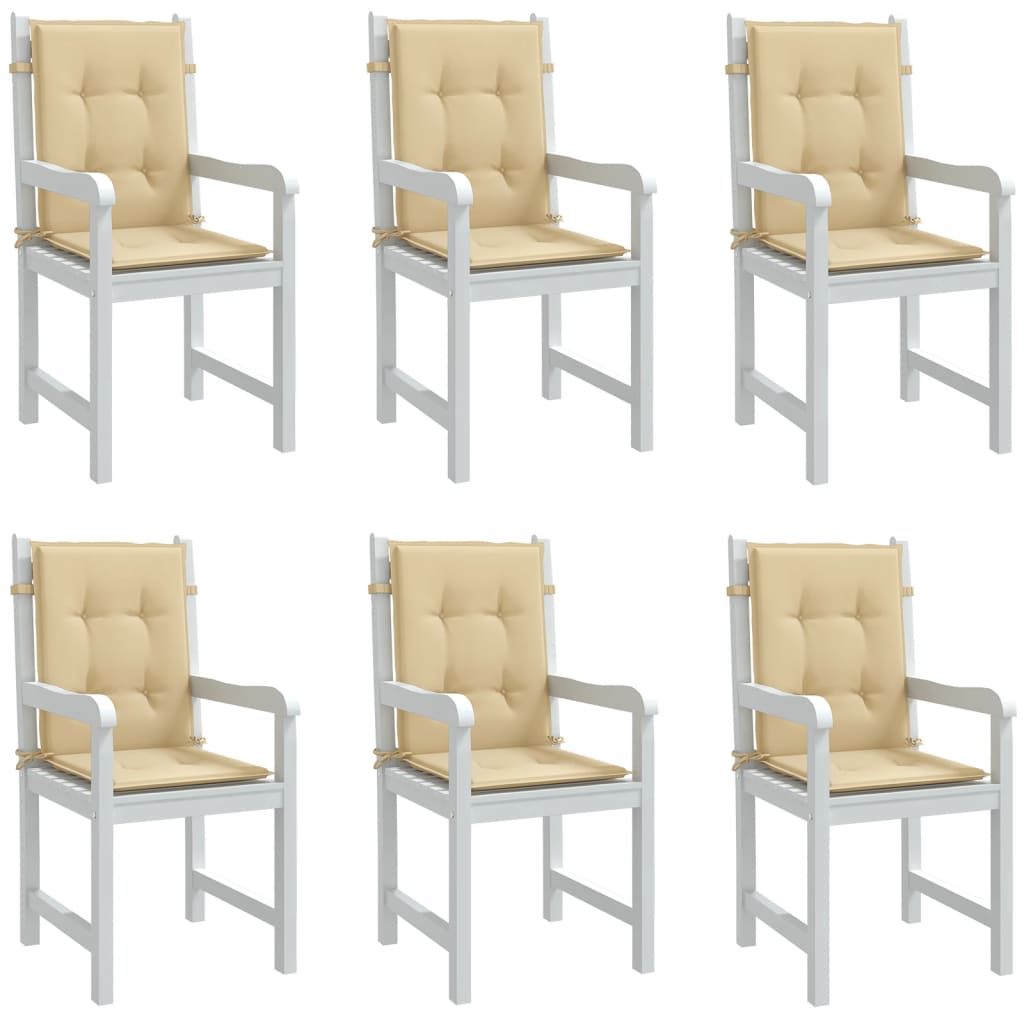 Low-back cushion pads 6 pcs. Mélange Beige 100x50x4 cm Fabric