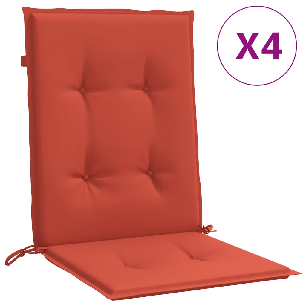 Coussins de dossier bas 4 pcs Rouge Chiné 100x50x4 cm Tissu