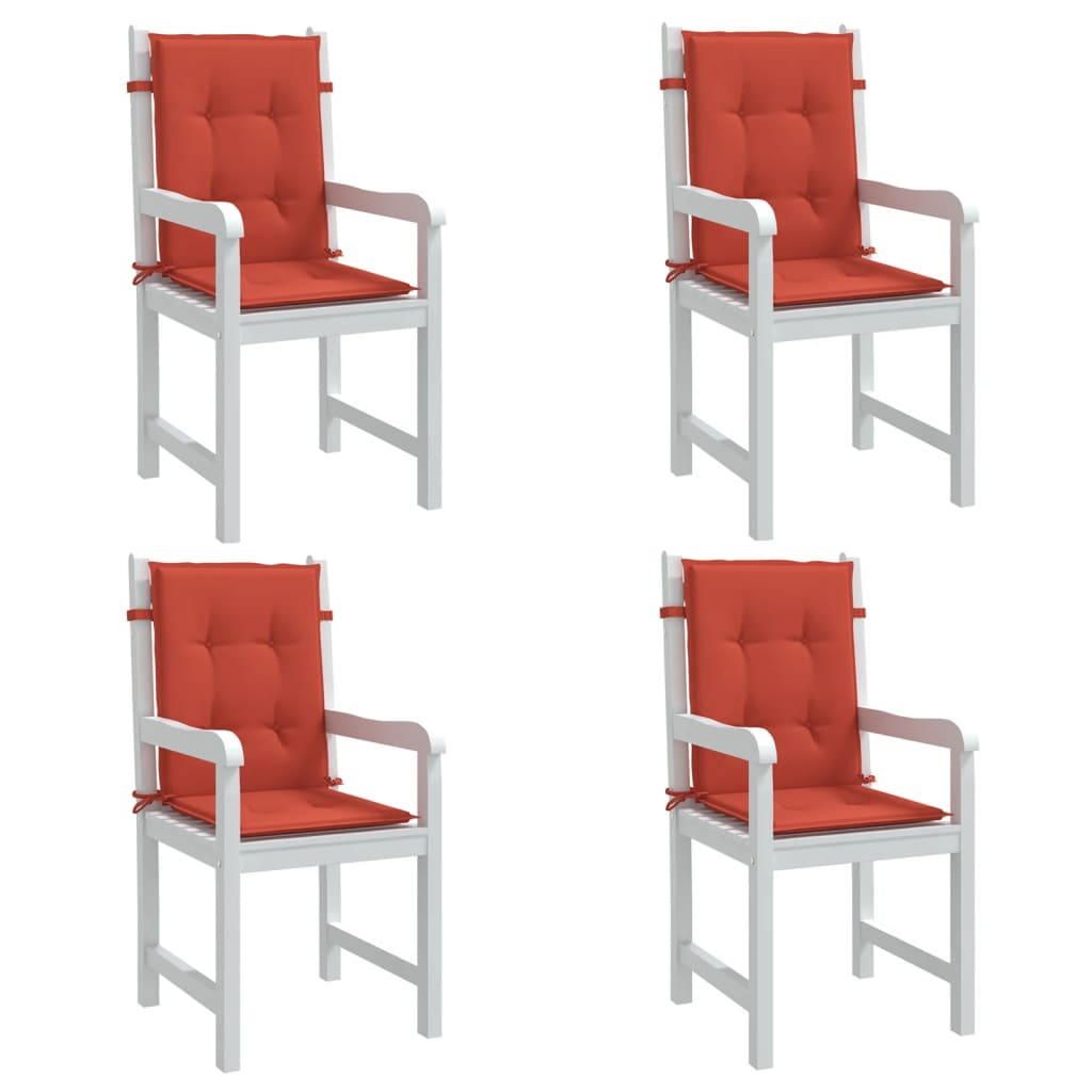 Coussins de dossier bas 4 pcs Rouge Chiné 100x50x4 cm Tissu