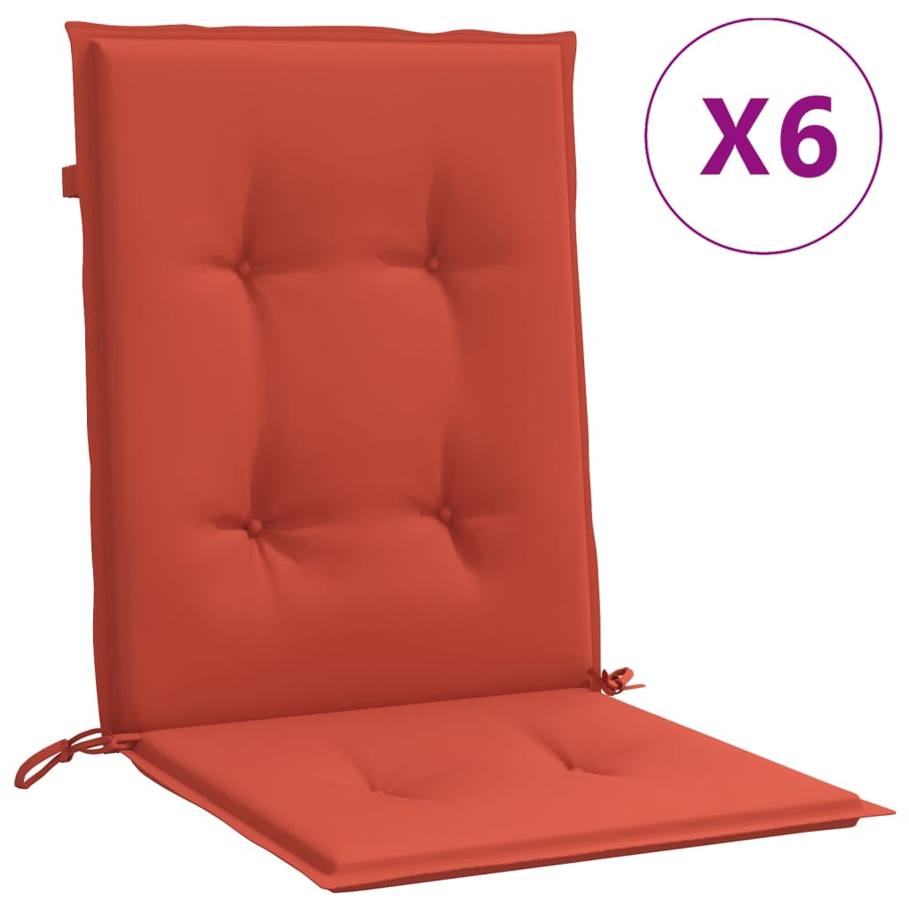 Low-back cushions 6 pcs. Mélange Red 100x50x4 cm Fabric