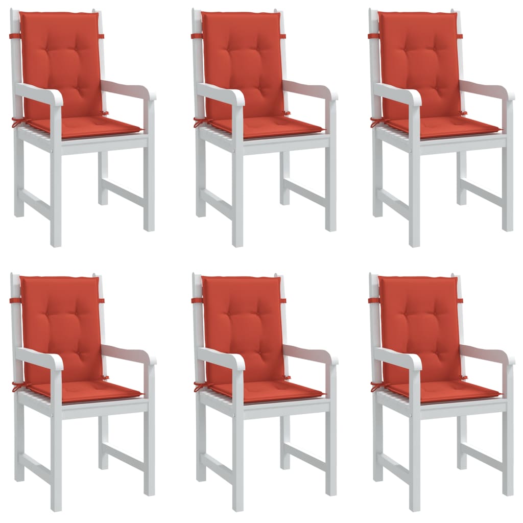 Low-back cushions 6 pcs. Mélange Red 100x50x4 cm Fabric