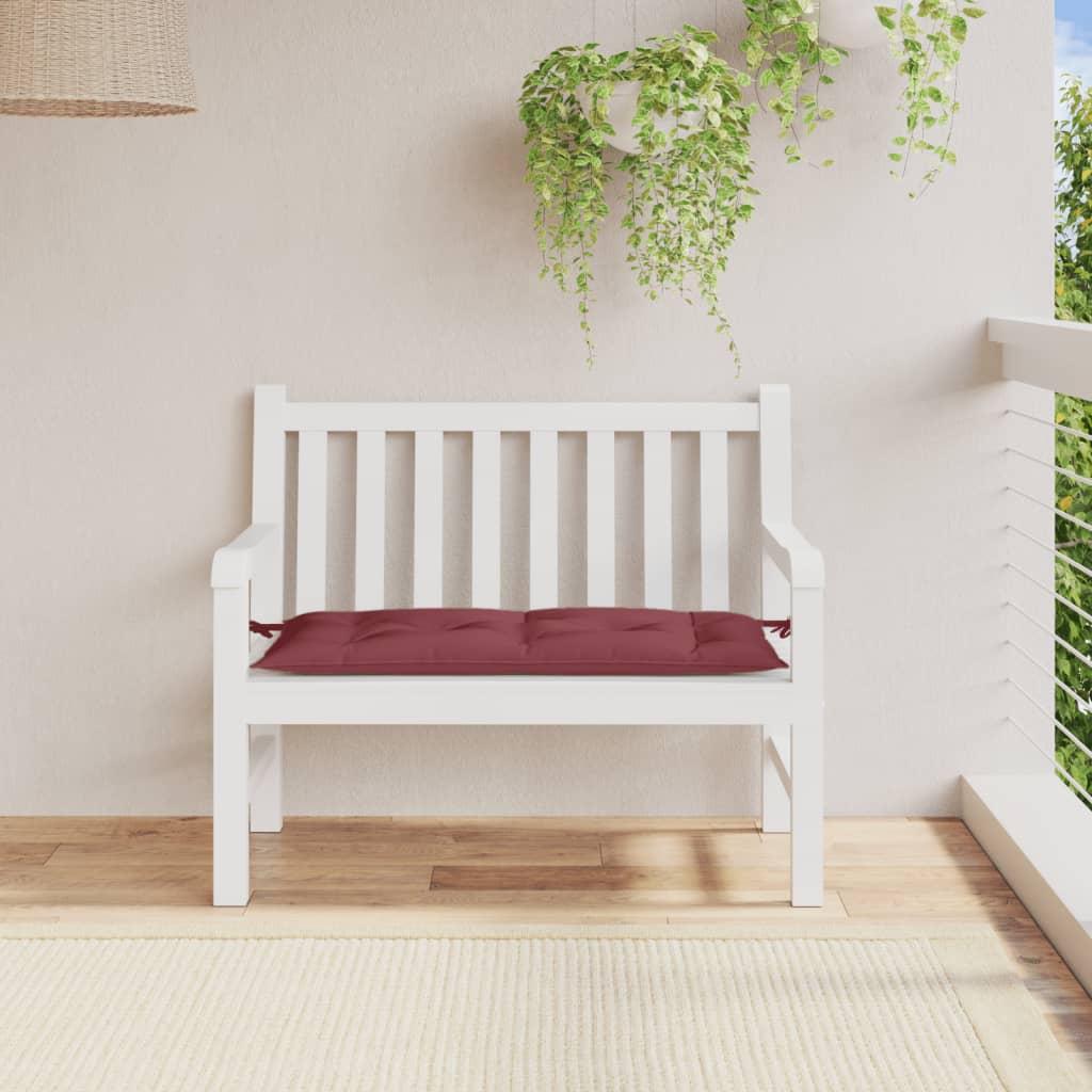 Coussin de banc de jardin en tissu mélangé lie de vin 100x50x7 cm