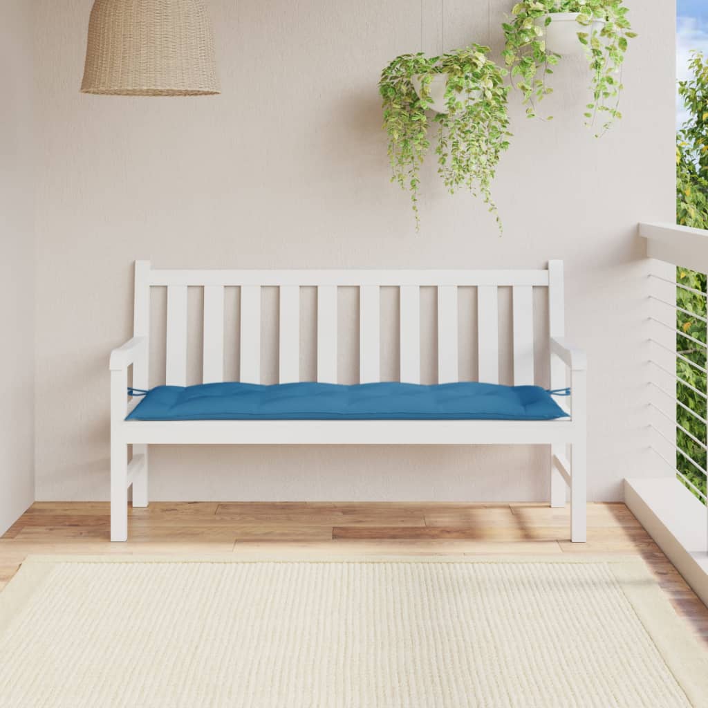 Coussin de banc de jardin bleu chiné 150x50x7 cm Tissu
