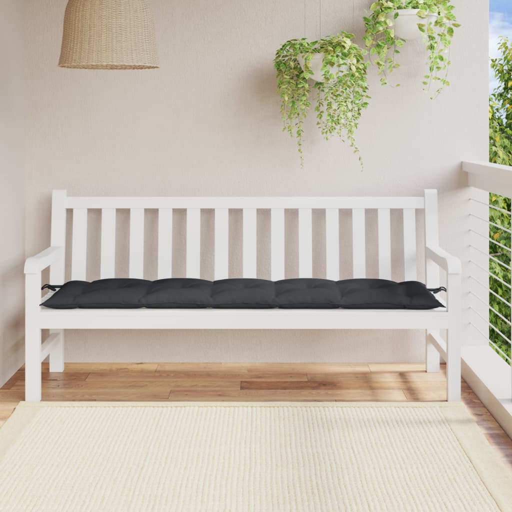 Coussin de banc de jardin aspect chiné anthracite 180x50x7 cm Tissu