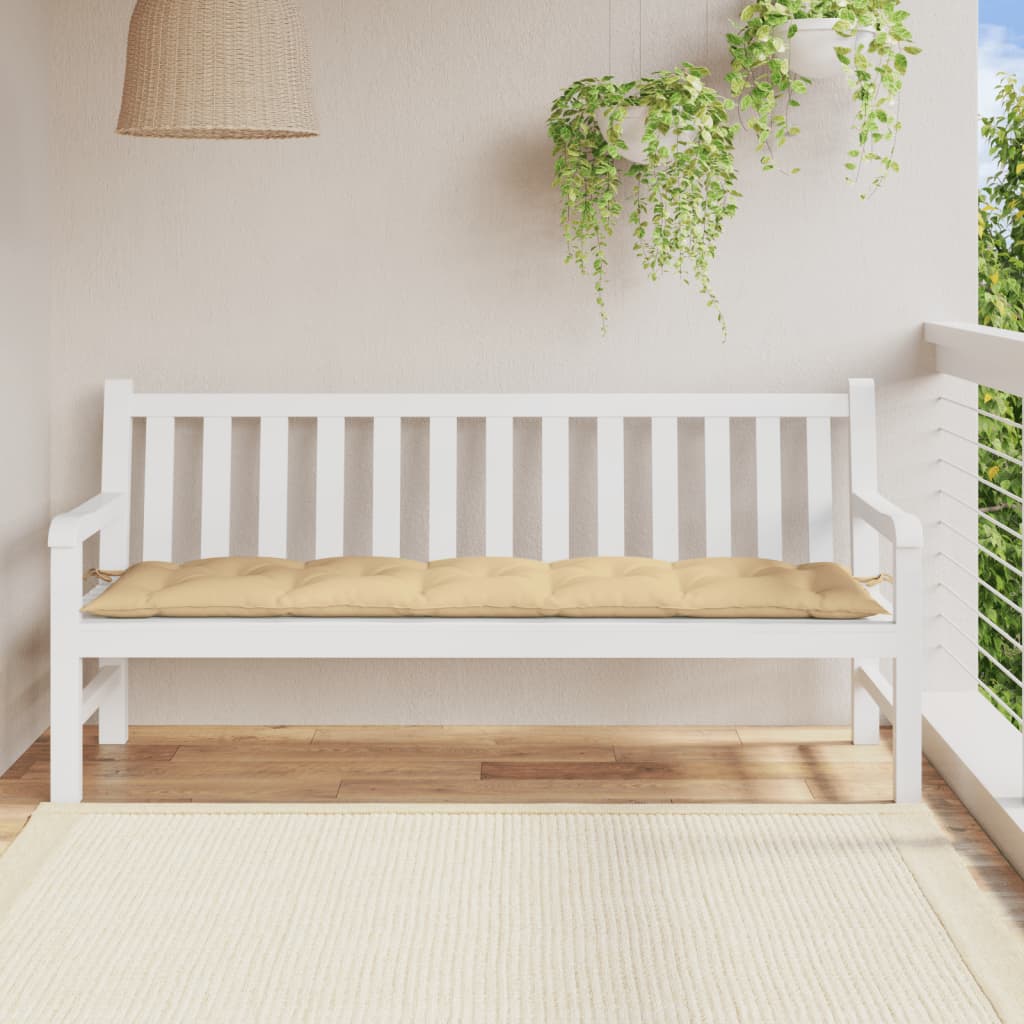 Coussin de banc de jardin en tissu mélangé beige 180x50x7 cm