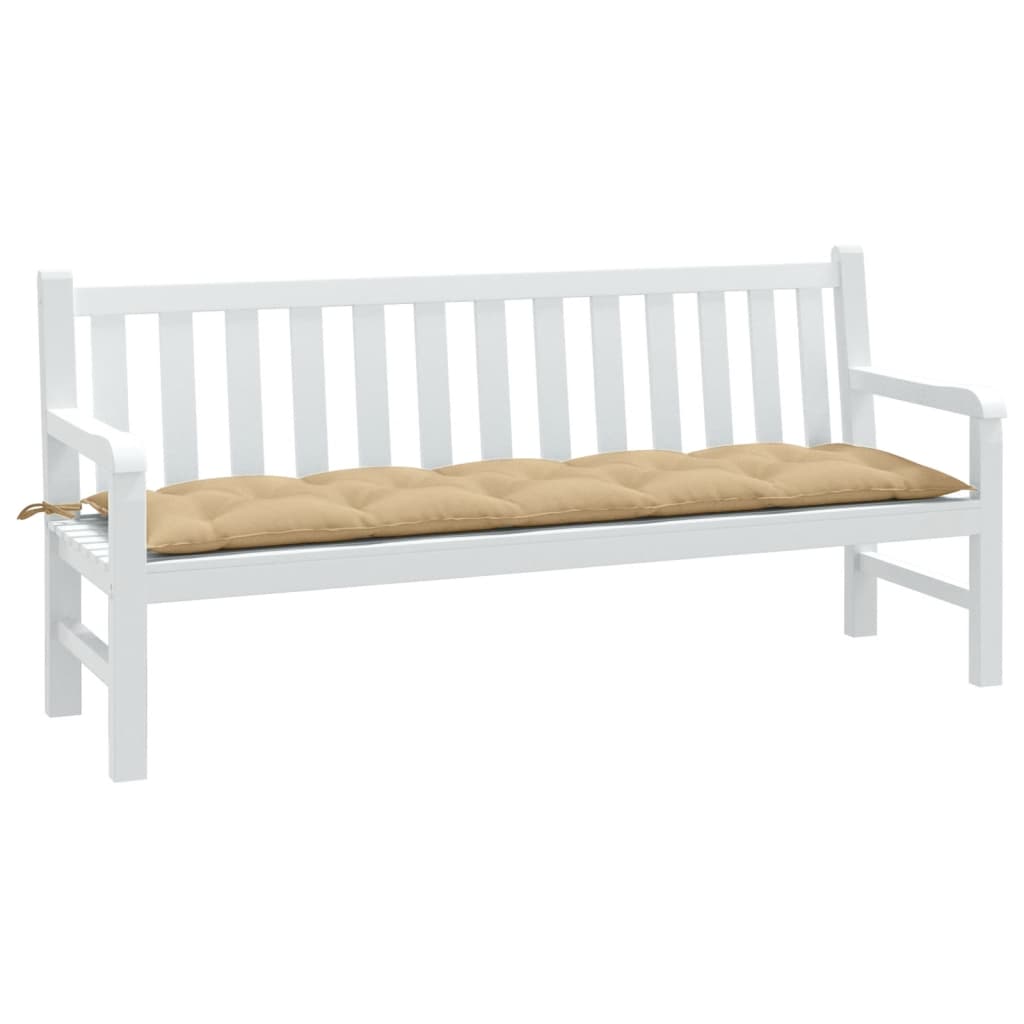 Coussin de banc de jardin en tissu mélangé beige 180x50x7 cm
